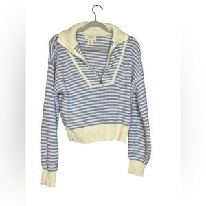 Jessica Simpson XL Blue & White Striped Half-Zip Sweater